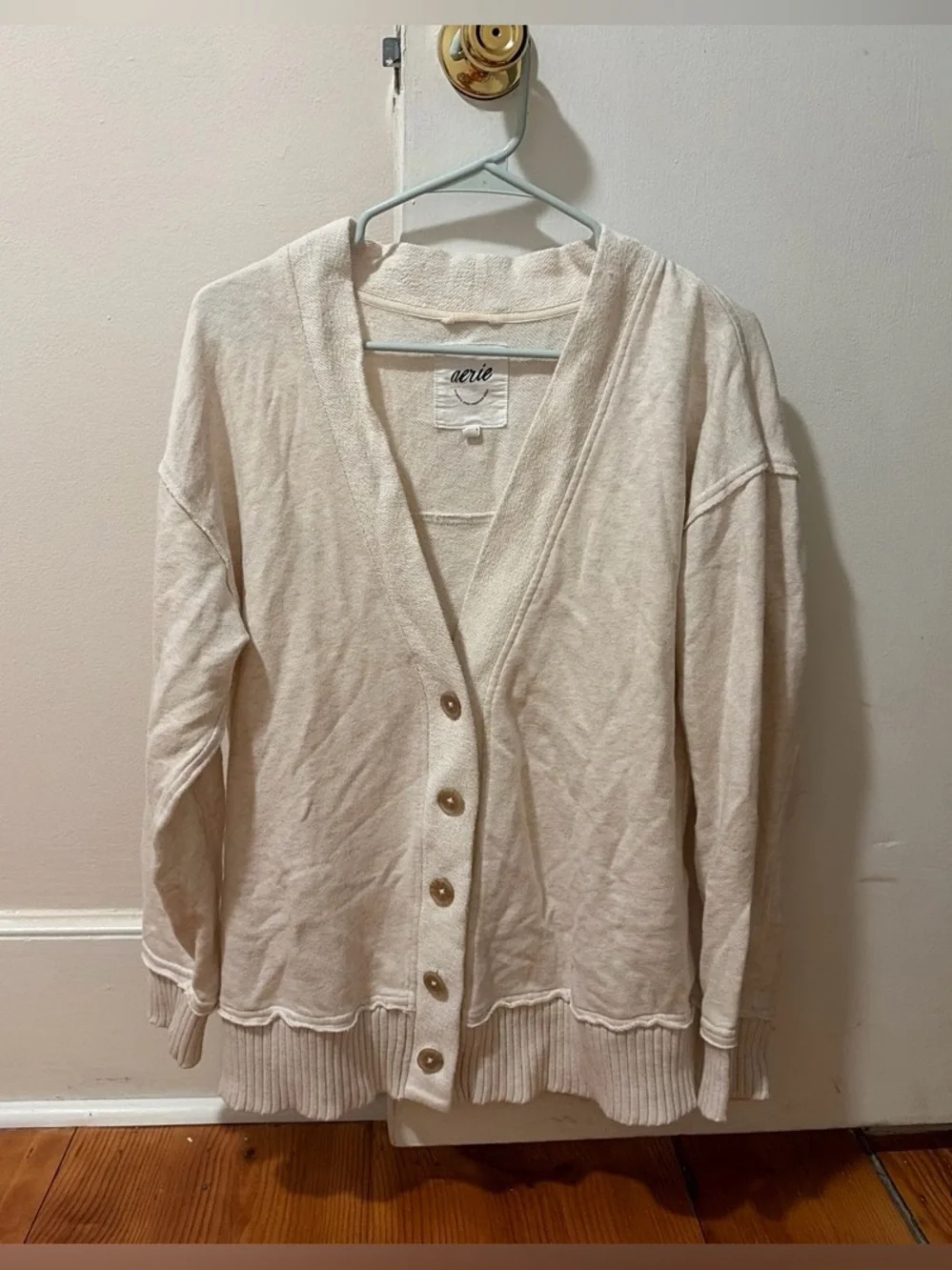 Aerie Cream Knit Button Front Cardigan Sweater | Boho Cozy